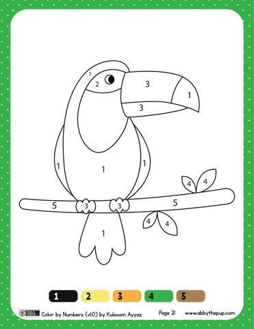 Toucan Color By Numbers 1 5 Coloring Page